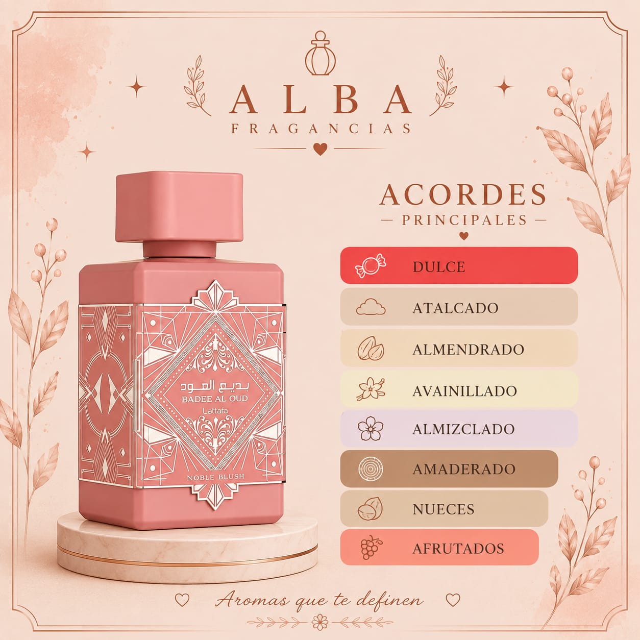 Perfume Lattafa Bade'e Al Oud Noble Blush Femenino EDP 100ml - Imagen 2